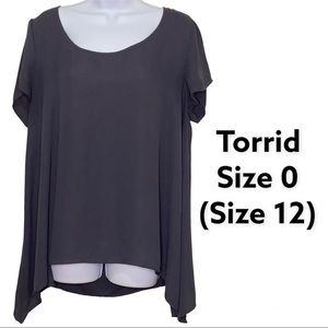 Torrid Women’s Pullover Blouse Size 0 (Size 12 Large) Short Sleeve In Slate Gray
